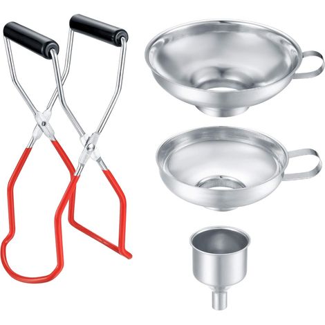 4-teiliges Küchenfiltertrichter-set, Edelstahltrichter, Marmeladentrichter, Einfülltrichter Mit Griff Und Glasheber Zum Umfüllen Von Flüssigkeiten Und Marmelade