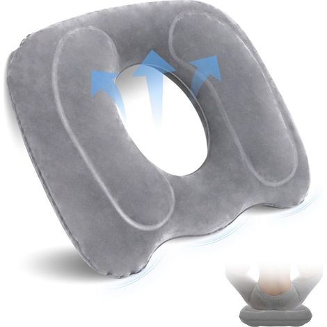 Aufblasbares Orthopädisches Sitzkissen In Ringform, Aufblasbares Hämorrhoidenkissen Mit Steißbeinentlastung, Faltbares Anti-dekubitus-kissen Für Büro, Auto Und Reisen, Grau