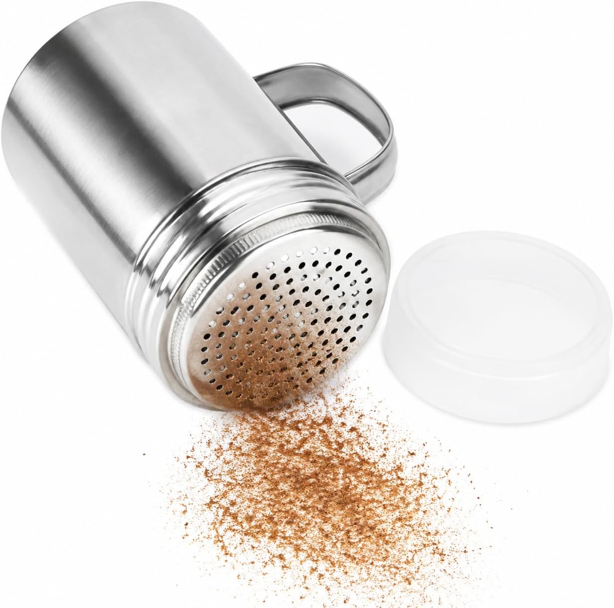 Edelstahl Pulverschüttler Mit Griff: 7x10cm Kompakter Gewürzstreuer Für Küche Backen Kaffeepulver Zuckerspender Mehlstreuer Für Feines Gleichmäßiges Bestreuen
