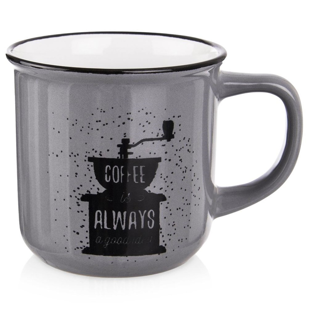 Keramikbecher Für Kaffee, Tee, Kräuter Und Andere Getränke, Grau, 370 Ml