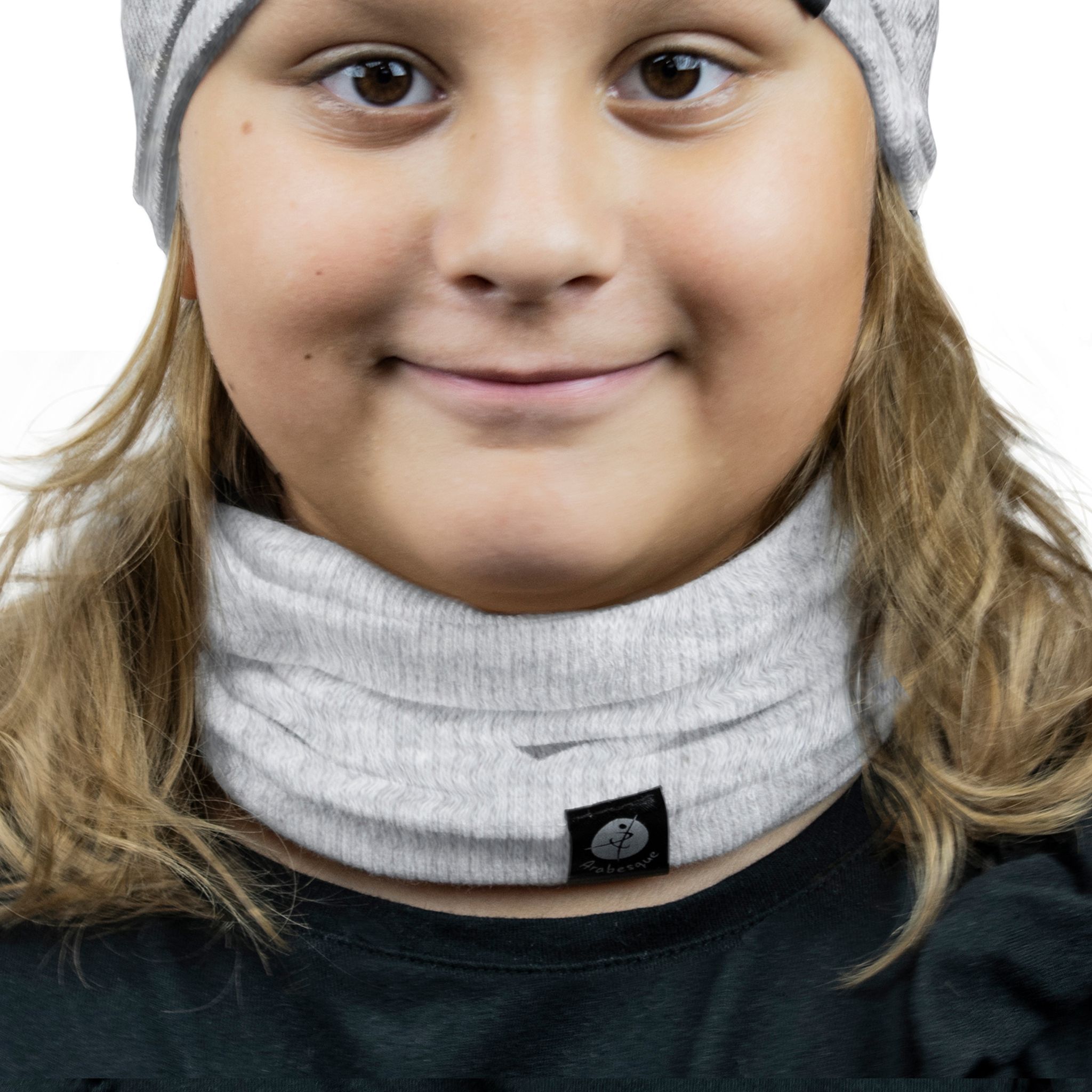 Kinder-schlauchschal, Grau, Baumwollschal 1w M01 Grau 40/46