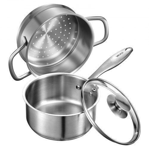 Kochtopf Großraumtopf 1,42 L Mit Glasdeckel & Dampfschicht, Suppentopf Gemüsetopf Mit Ergonomischem Griff, Milchtopf Aus Edelstahl Gemüsetopf Silber Spülmaschinengeeignete Soßentopf