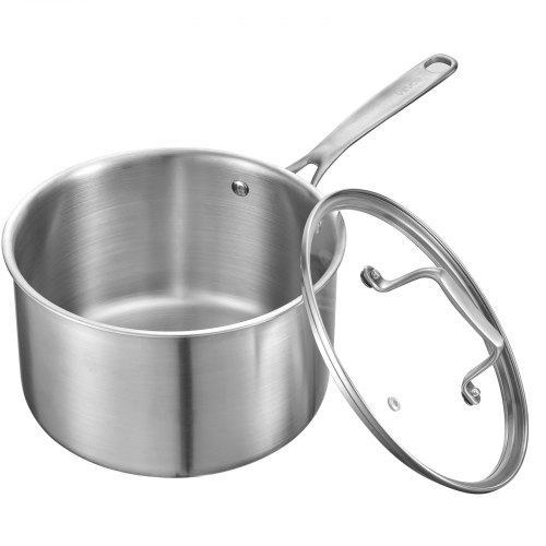 Kochtopf Soßentopf 3,79 L Mit Glasdeckel, Suppentopf Gemüsetopf Mit Ergonomischem Griff, Milchtopf Aus Edelstahl Gemüsetopf, Silber Großraumtopf Mehrzwecktopf Spülmaschinengeeignet
