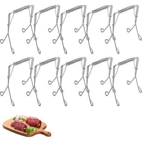 Set Mit 10 Wiederverwendbaren Edelstahl-rollclips, Küchenclips, Salatclips, Fleisch- Und Kohlclips, Diy-geschenke, Fleisch- Und Kohlrouladen