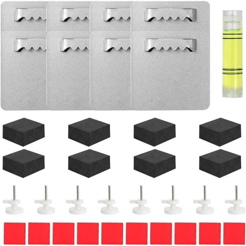 Set Mit 8 Bohrfreien Bilderhaken, Selbstklebendem Rahmenmontage-set Mit Wasserwaage, Wandhalterung Für Fotos Und Spiegel, Selbstklebende Haken Zum Schnellen Und Einfachen Aufhängen An Glatten Wänden