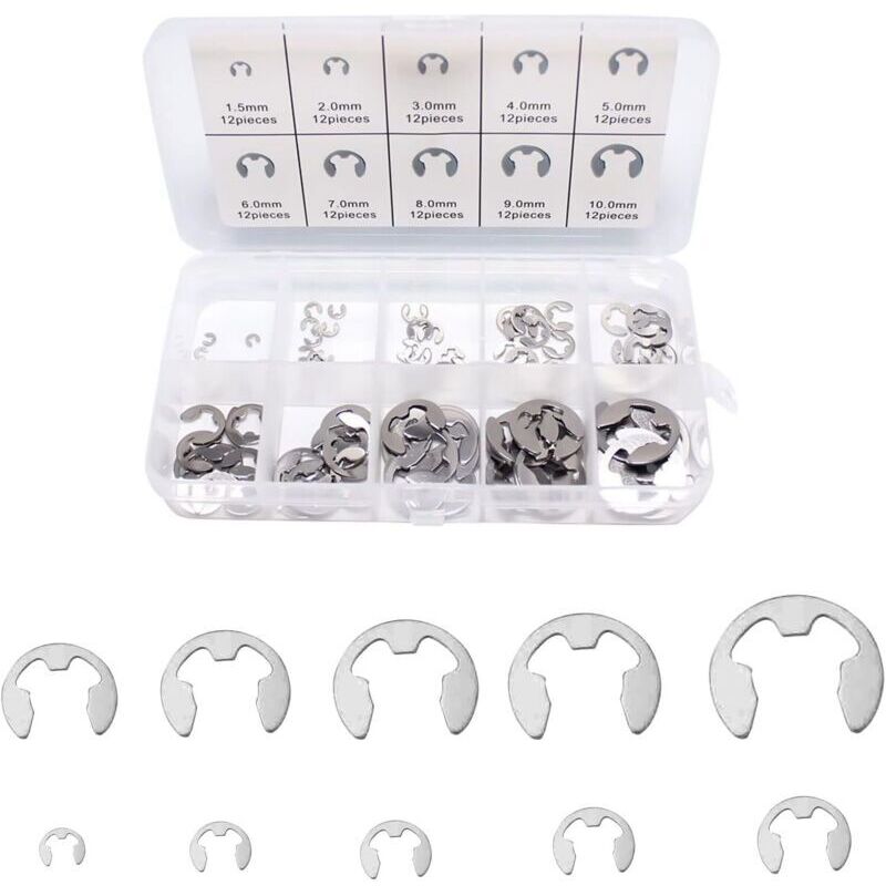 Innensicherungsringe, E-clip-sicherungsringe, Edelstahl-e-clip-sicherungsring-set, Packung Mit 120 E-clip-sicherungsringen – Stahl –