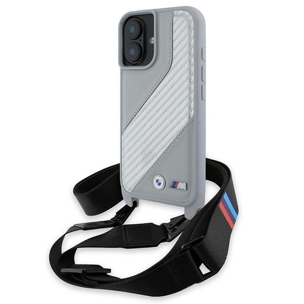 Bmw Bmhcp16s23psccg Iphone 16 6,1" Grau/grau Hartschalenetui M Edition Carbonstreifen & Riemen