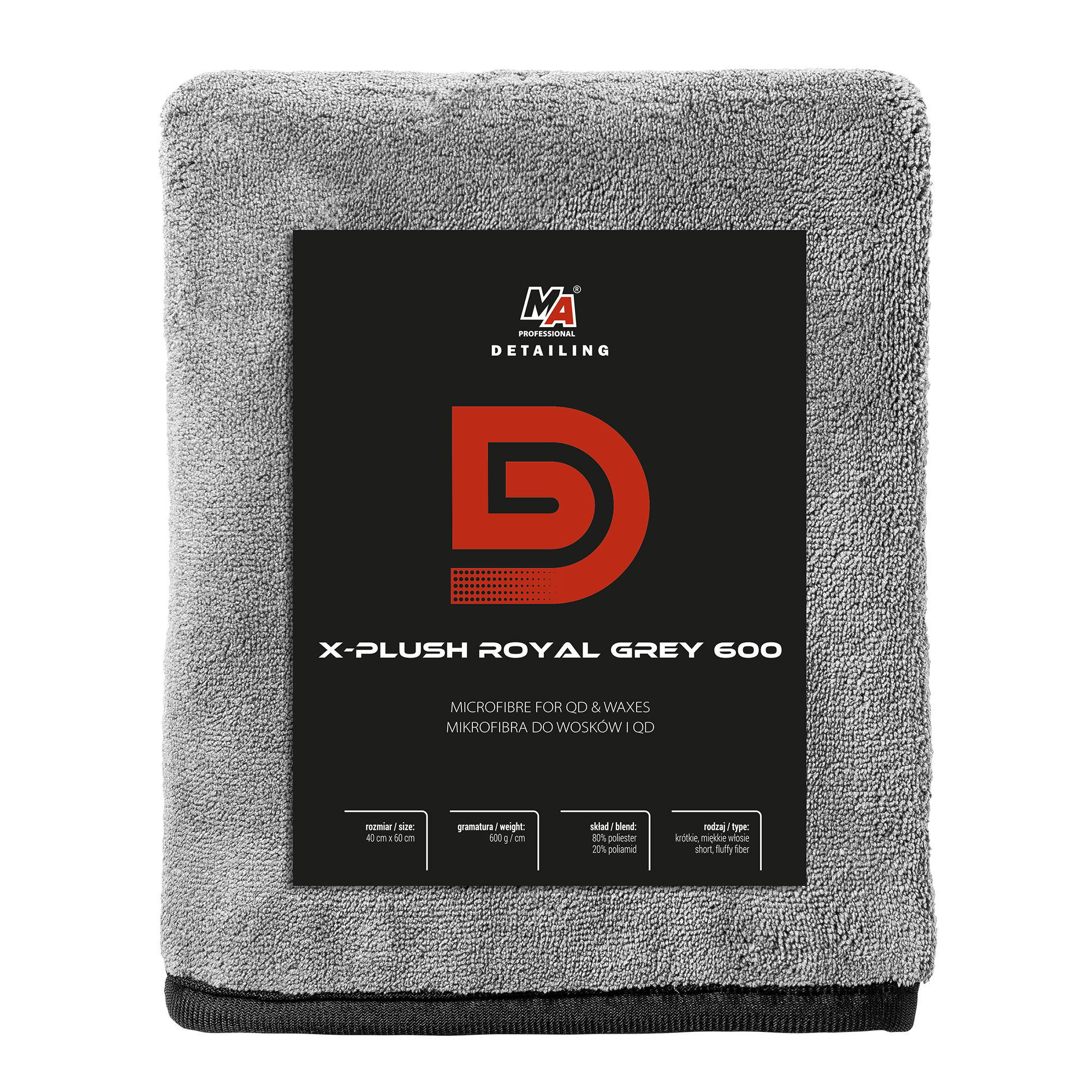 025528 Ma Professionelles Detailing – X-plüsch-mikrofasertuch In Königsgrau, 600 G/m², Für Wachse Und Schnellreinigung, 40 X 60 Cm