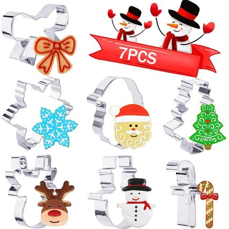 7-teiliges Set Aus Edelstahl-weihnachtsplätzchenausstechern – Weihnachtsbaum, Schneeflocke Und Andere Formen Für Fondant, Kekse Und Gebäckdekoration