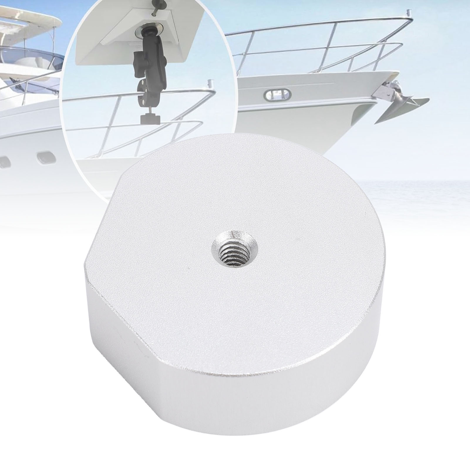 Stativadapter Für Satellitenantenne Mit Kugelkopf Und Sicherer Befestigung. Stativadapter Aus Silberfarbener Aluminiumlegierung Für Wohnmobile, Wohnwagen, Campingbusse Und Yachten.