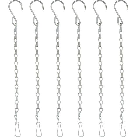 Set Mit 6 Verstellbaren, 50 Cm Langen, Silbernen Doppelketten-aufhängehaken Für Blumentöpfe, Körbe, Vogelfutterhäuschen Und Topfketten