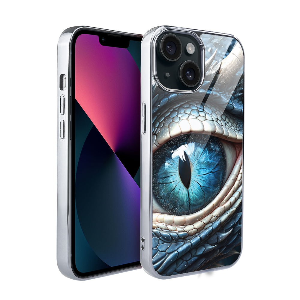 Iphone 13 Ibizu Elite Glashülle, Glasrückseite, Eisdrachenauge, Silber
