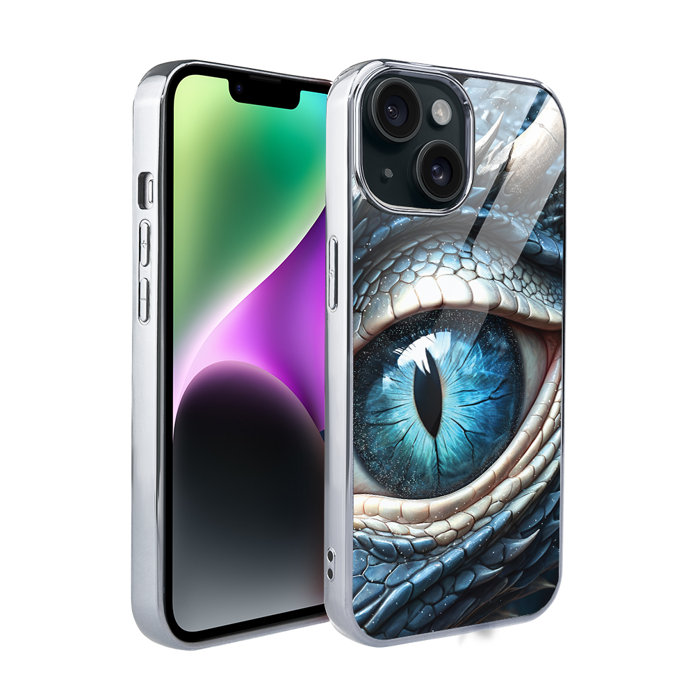 Iphone 14 Ibizu Elite Glashülle, Glasrückseite, Eisdrachenauge, Silber