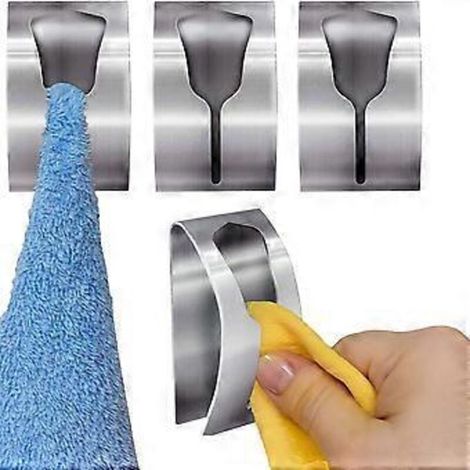 Set Mit 4 Robusten Küchenhandtuchhaltern, Edelstahlkleber, Selbstklebender Badezimmerhaken