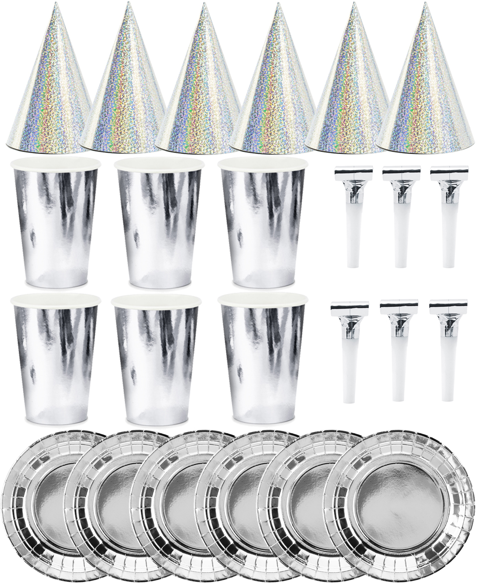 Set Aus Tassen, Tellern, Hüten, Silber