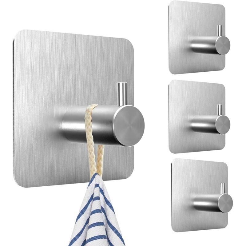3m-klebehaken, Wandklebehaken Für Badezimmer, Küchenhandtuchhalter, Bilderhaken Ohne Bohren, Edelstahl-klebehaken, Grau