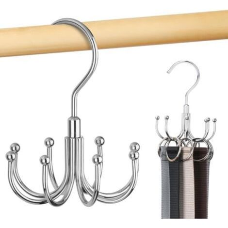 Drehbarer Gürtelhalter Aus Metall Für Den Kleiderschrank, Platzsparender Krawattenhalter, Bietet Platz Für Bis Zu 24 Gürtel, Silberfarben, 1 Stück