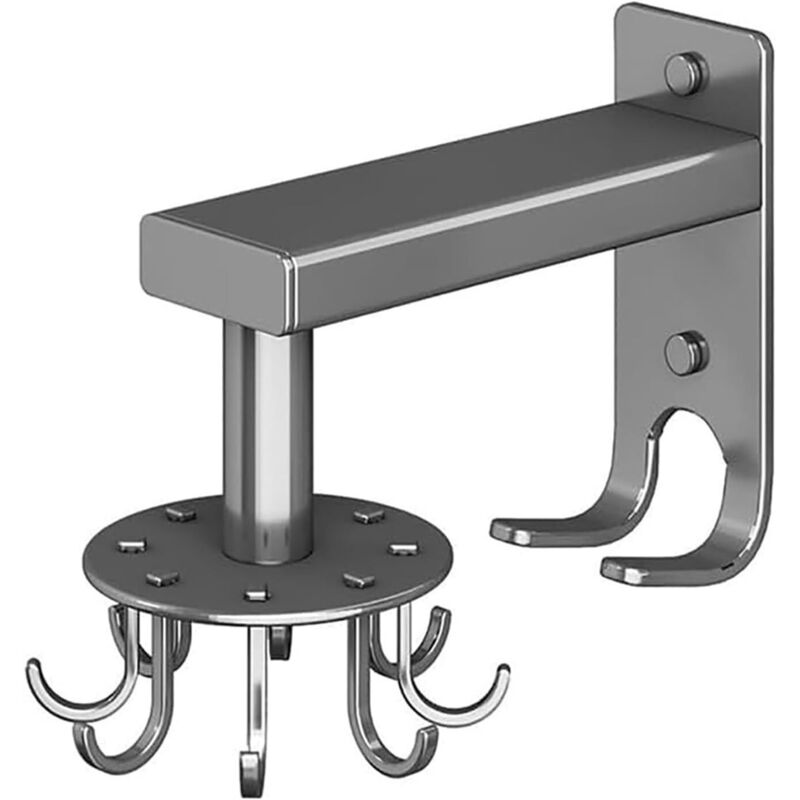 Grauer Küchenutensilienhalter, Um 360° Drehbares Hängeregal Aus Aluminium Mit 8 Haken, Küchenbesteckhalter, Badezimmer-küchenregal, Gewürzregal