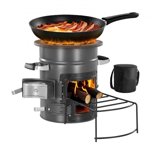 Raketenofen, Bbq Rakete Holzofen Mit Tragetasche, Spcc-stahl, Doppeltür, Zum Verbrennen Von Zweigen, Stöcken Oder Holzkohle Zum Outdoor Kochen, Camping Outdoor-campingkocher, Campinggrill