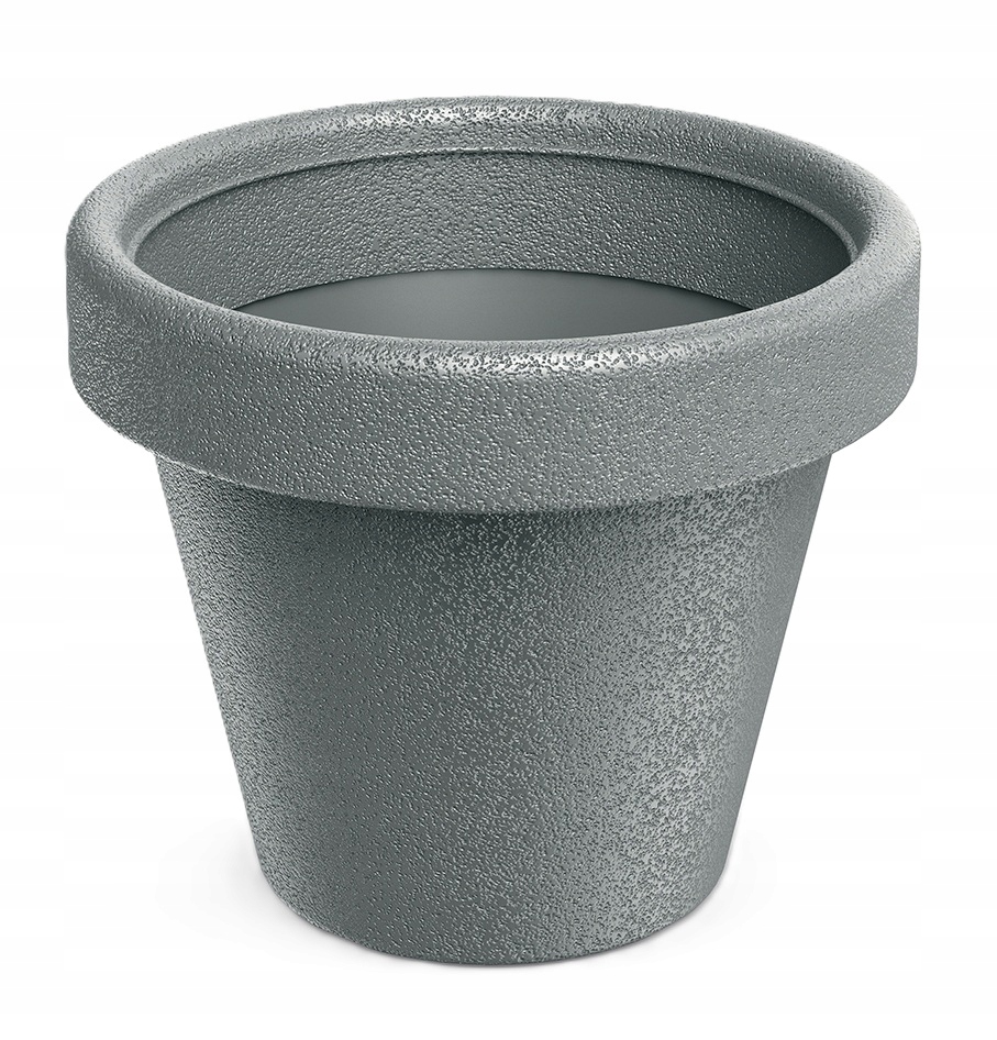 Kunststoff-blumentopf Mit Rundem Deckel, Steingrau, 23,8 Cm Original