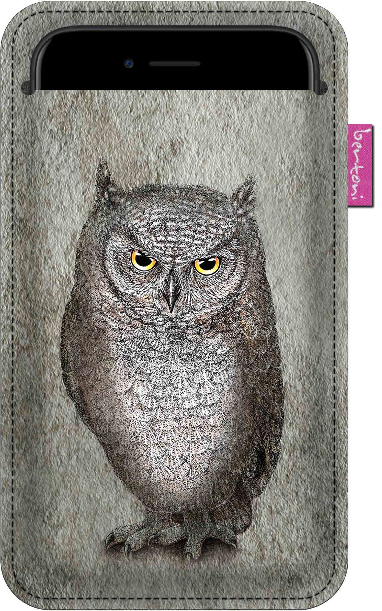 Smartphone-hülle, Eleonora-muster – Ökologischer Filz, 100 X 175 Mm, Grau, Strapazierfähiger Druck, Schutz Für Ihr Smartphone, Waschbar Bei 40 °c, Bertoni