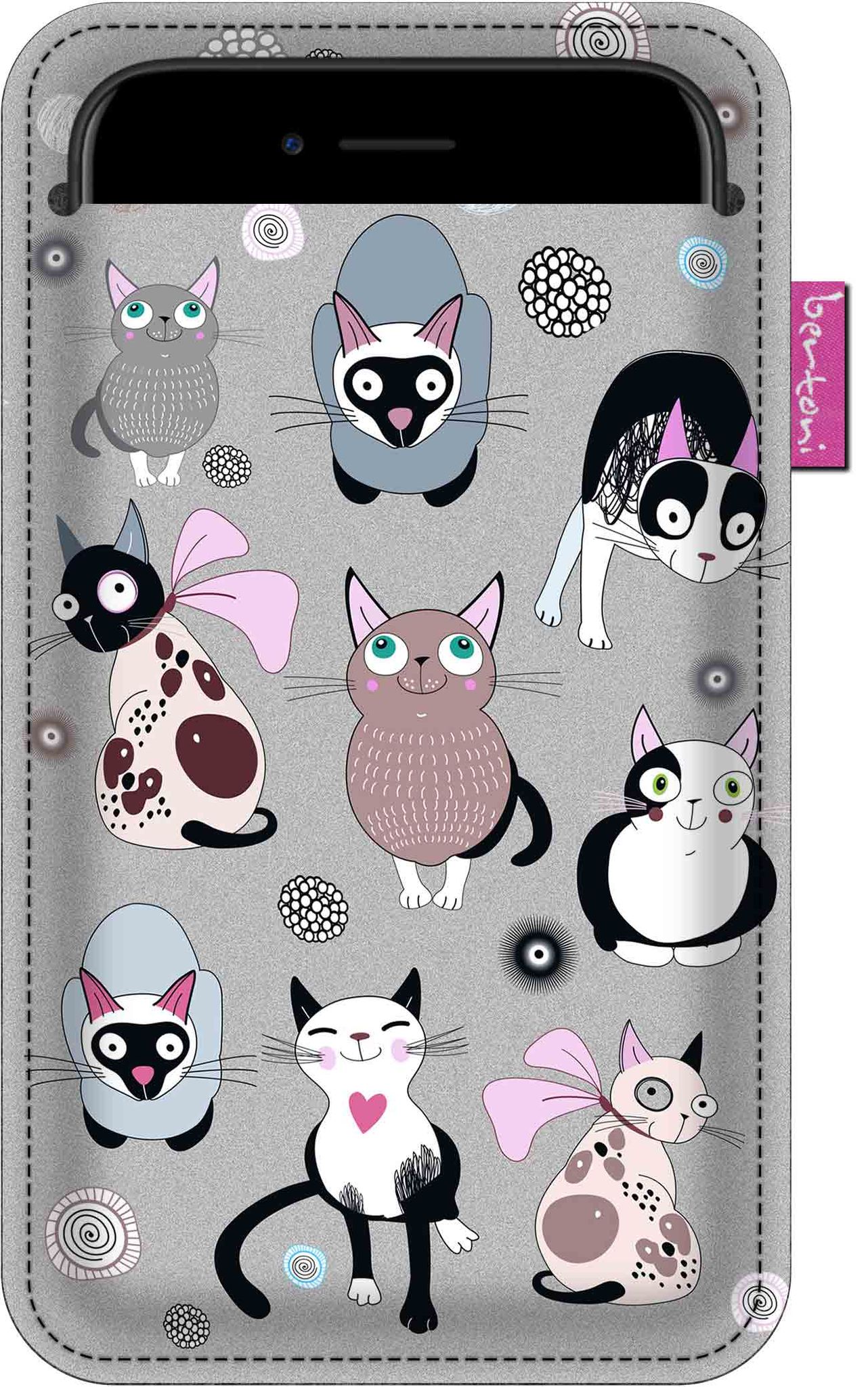 Smartphone-hülle Mit Katzenminzenmuster – Ökologischer Filz, 105 X 175 Mm, Grau, Strapazierfähiger Druck, Schutz Für Ihr Smartphone, Waschbar Bei 40 °c, Bertoni