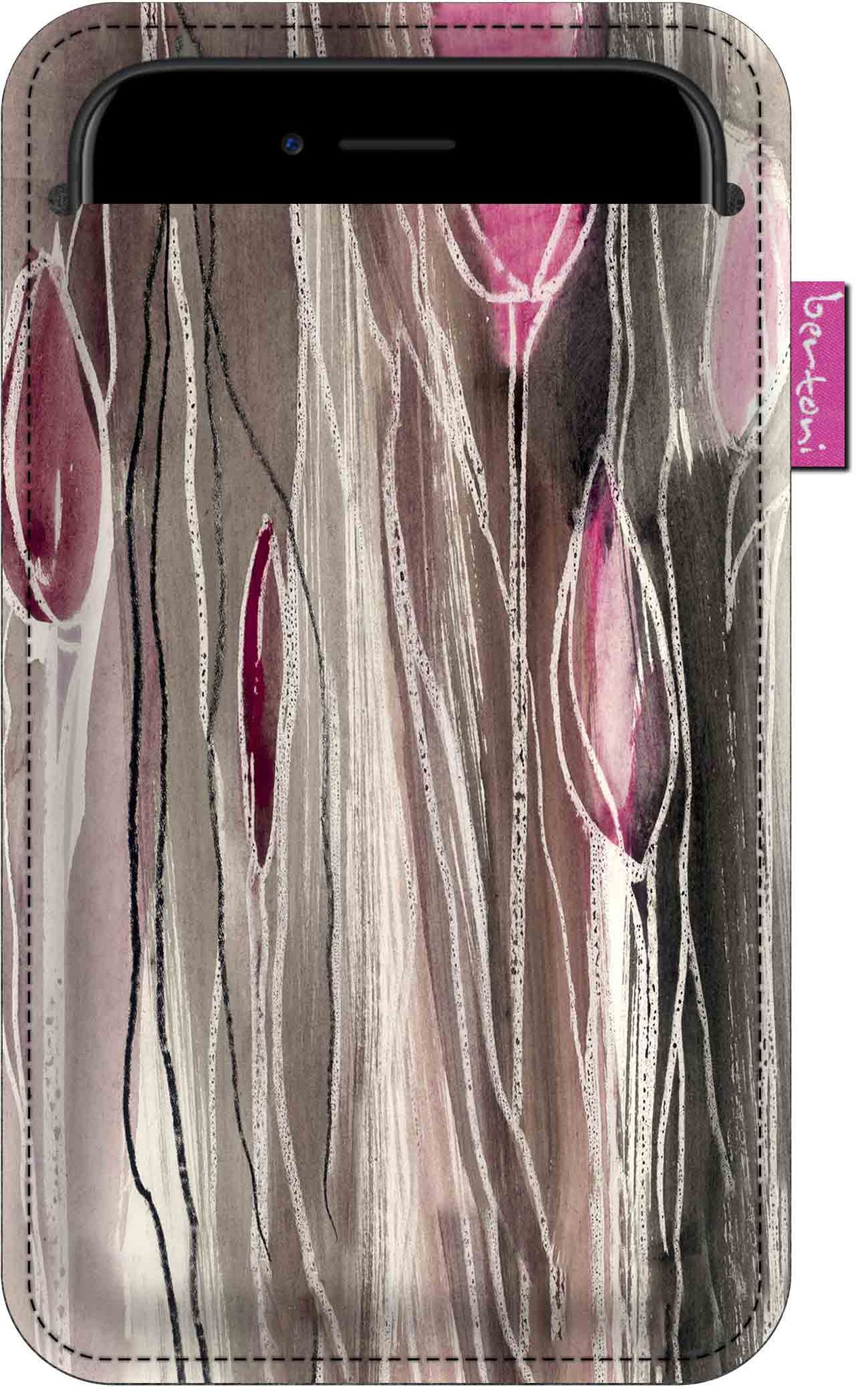 Smartphone-hülle Mit Tulpenmuster – Ökologischer Filz, 105 X 175 Mm, Grau, Strapazierfähiger Druck, Schutz Für Ihr Smartphone, Waschbar Bei 40 °c, Bertoni