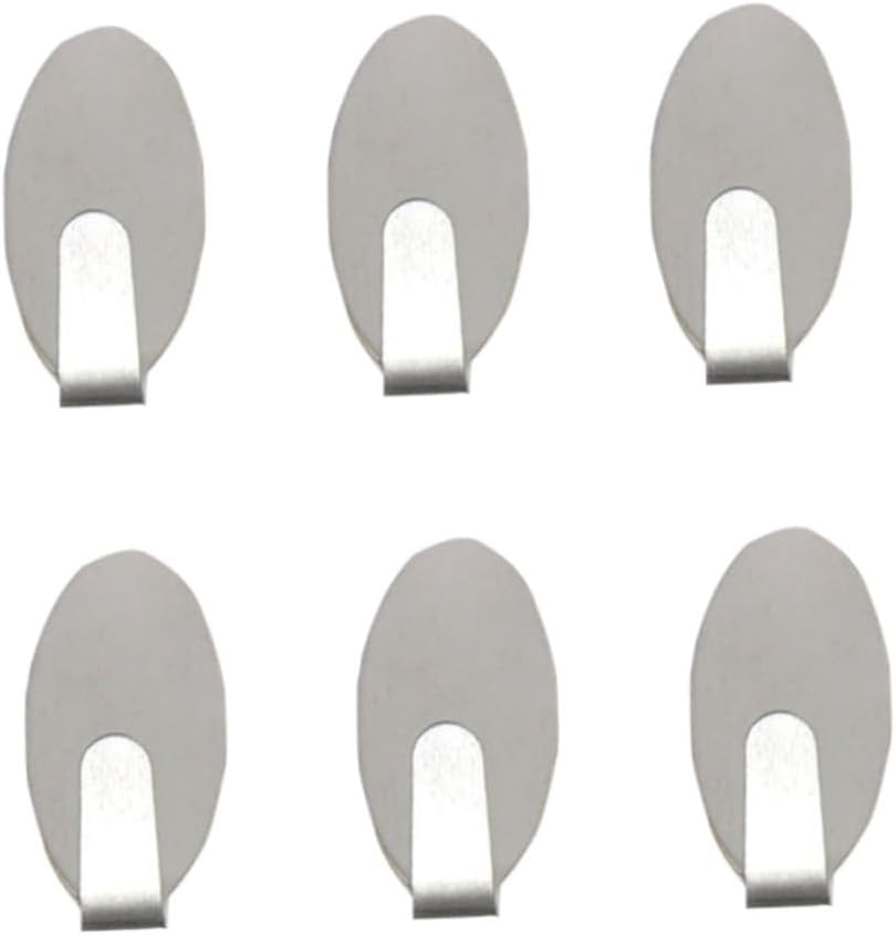 Pack Of 6 Oval Self-adhesive Hooks Traceless Coat Hooks Stainless Steel Wall Mounted Single Hooks Easy Installation For Kitchen And Bathroom