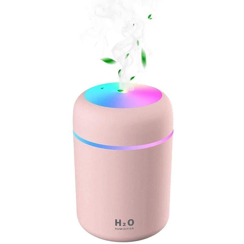 Mini-ultraschall-usb-luftbefeuchter Mit 7 Atemlichtfarben, 2 Nebelmodi, Automatischer Abschaltung, Für Schlafzimmer, Büro, Auto, Zuhause, Babyzimmer (rosa)
