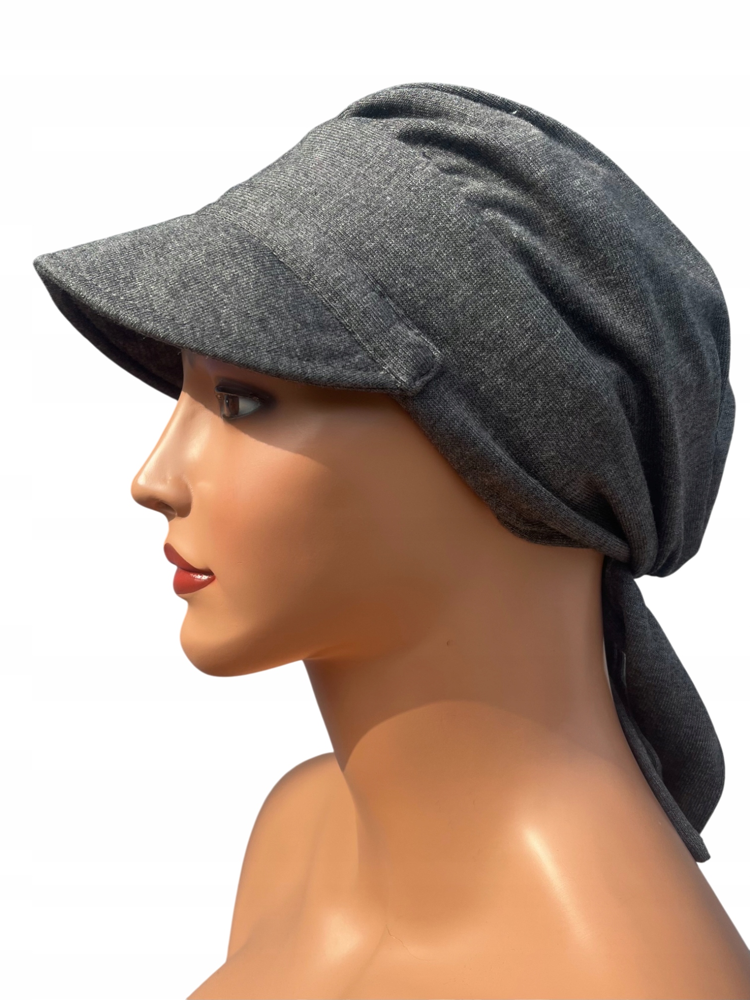 Damen-kopftuch Tess Mit Schirm, Basalt, Aus Warmer Strickviskose
