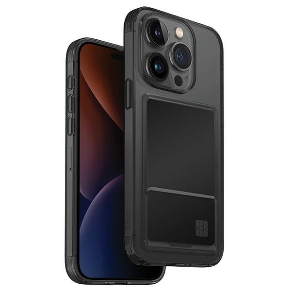 Uniq Air Fender Id Hülle Für Iphone 15 Pro Max (6,7 Zoll), Grau/rauchgrau Getönt, Mit Kartenfach