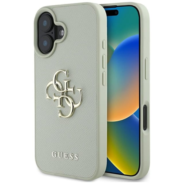 Guess Grained Big 4g Logo Small Classic Logo Hülle Für Iphone 16 Grün