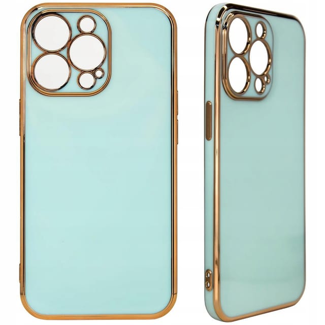 Lightning Color Case Für Iphone 12 Pro Max, Gelhülle Mit Goldenem Rahmen, Mint