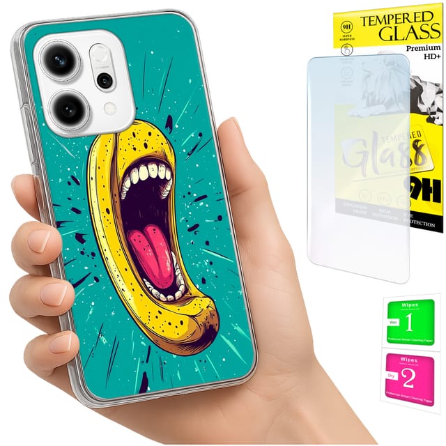 Schutzhülle Für Oppo Reno 14f / 14 Fs 5g: Foto-rückseite Mit Bananen-motiv Und Glas