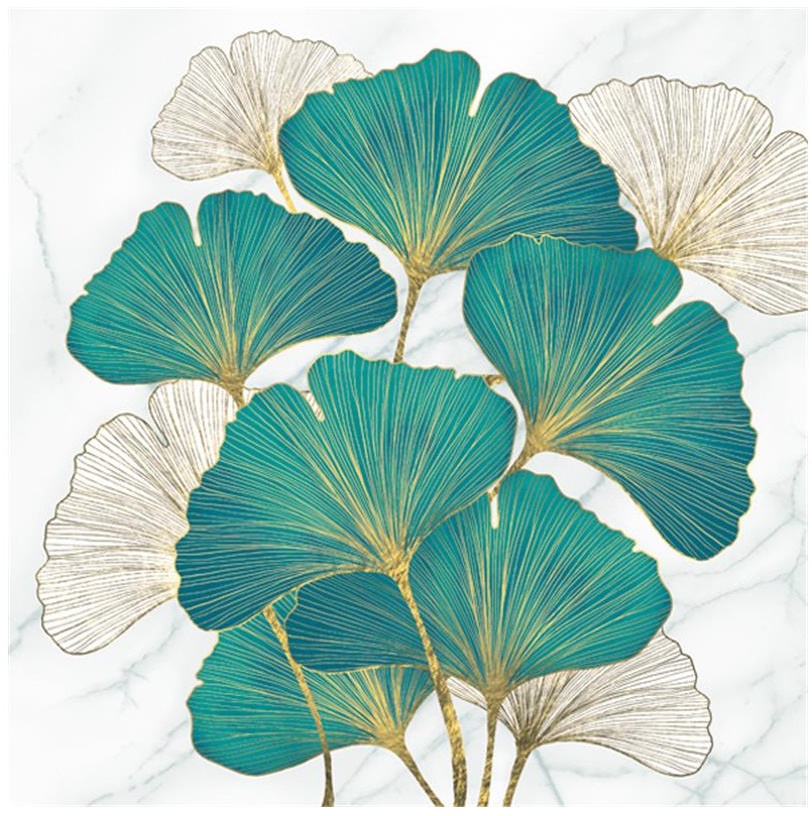Servietten Ginkgo Biloba Blätter 33x33cm 20 Stück.