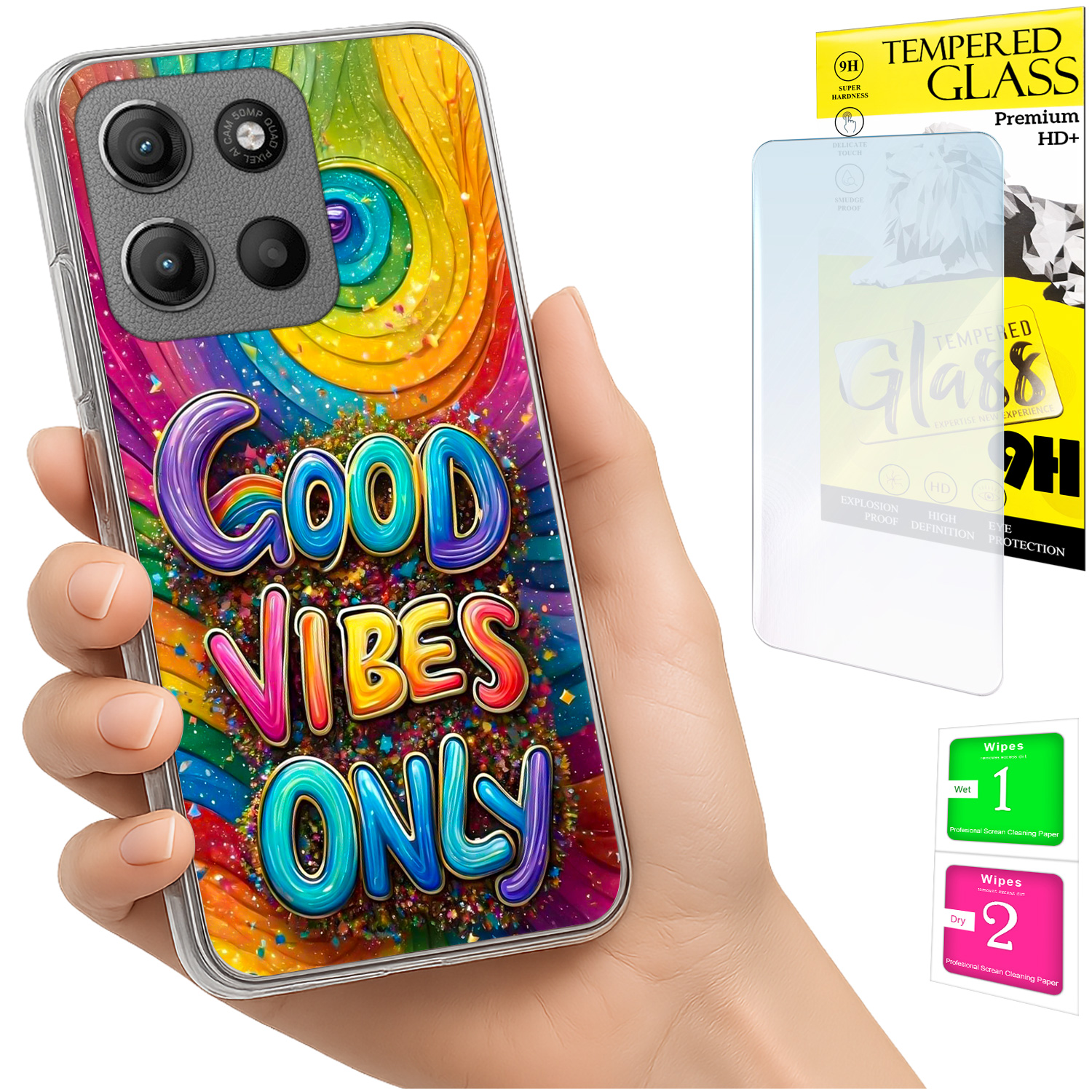Schutzhülle Für Motorola Moto G15: Fotohülle, Rückseite Vibes + Glas