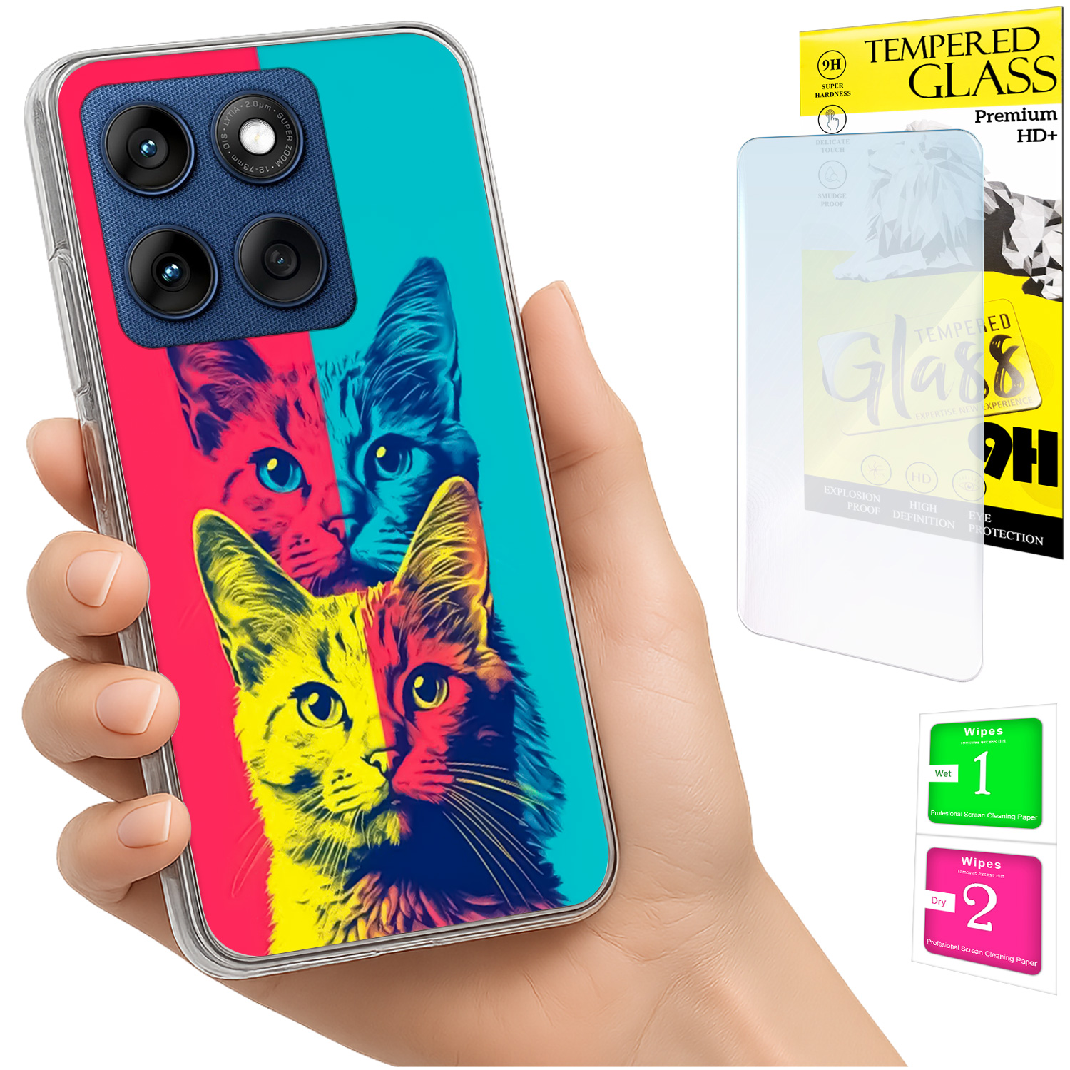 Schutzhülle Für Motorola Edge 60 Fusion / Edge 60 Foto, Rückseite Mit Katzenmotiv Und Glas