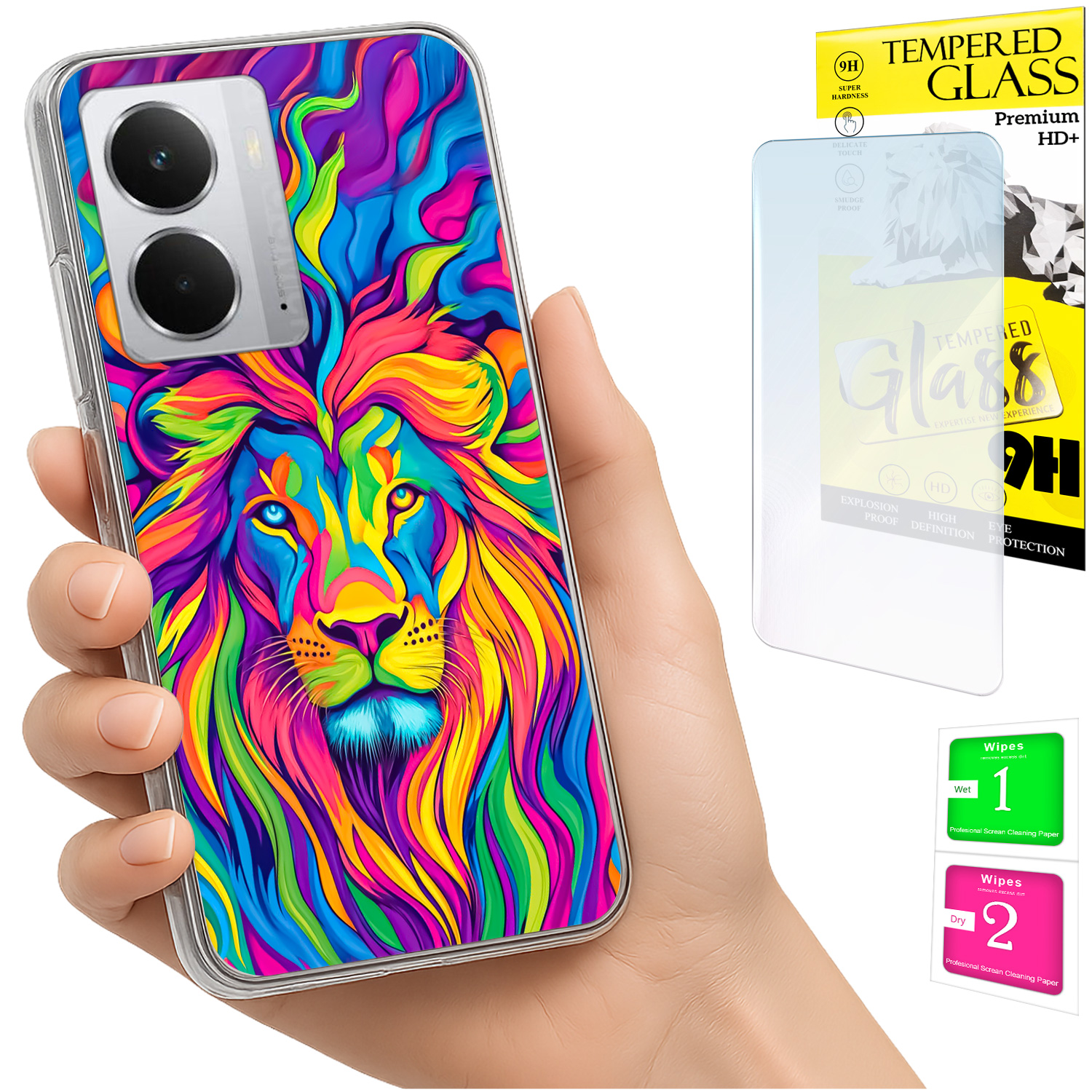 Schutzhülle Für Realme 14 5g / 14t 5g Mit Foto-rückseite (lion) Und 9h-glas