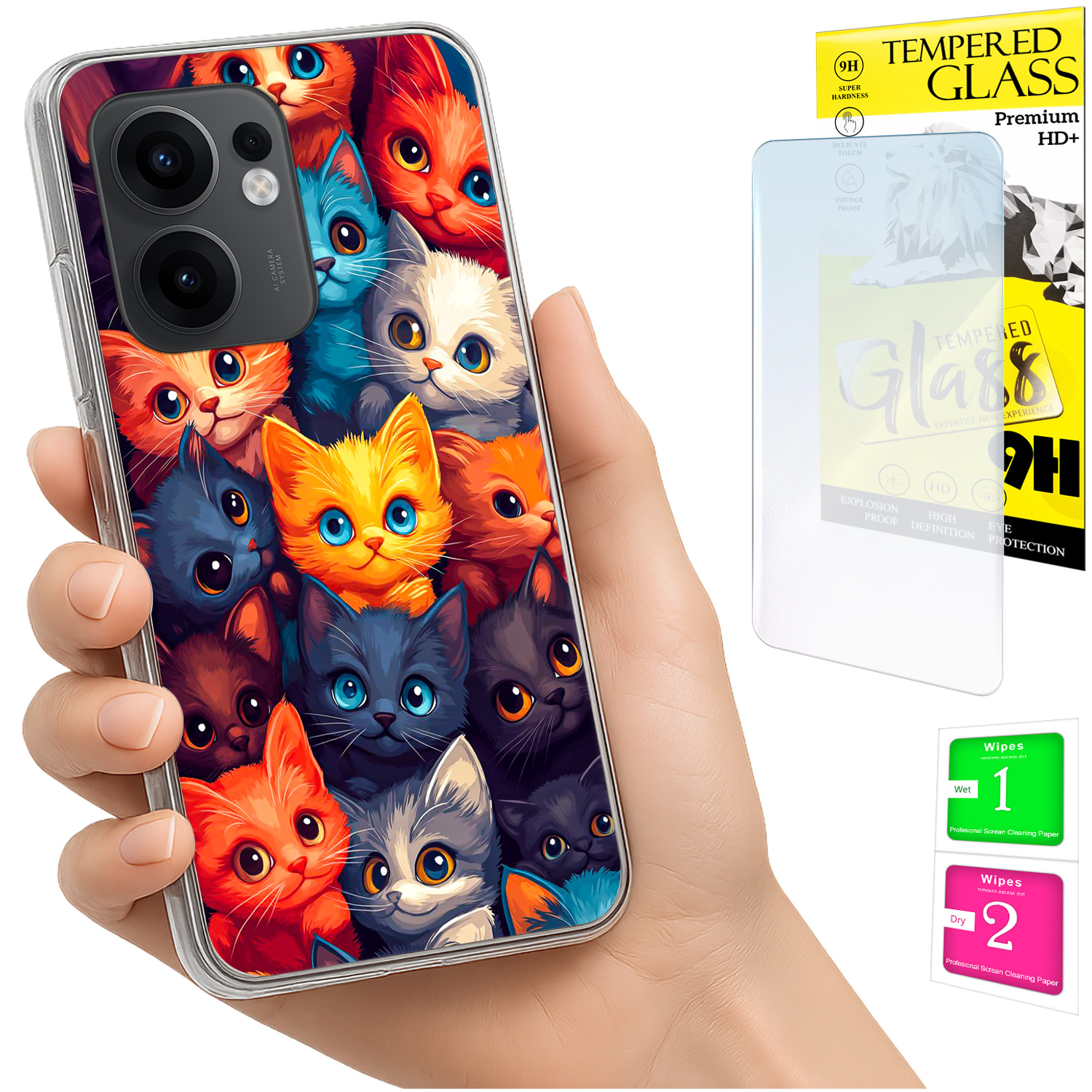Schutzhülle Für Oppo Reno 13f 5g / 13 Fs 5g: Foto-rückseite Mit Katzenmotiv Und Glas