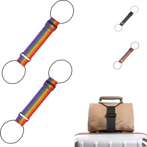 Set Aus 2 Elastischen Gepäckgurten Und 2 Koffergriff-schnallengurten Für Taschen, Reisekofferzubehör, Verstellbare Koffergurte (mehrfarbig)