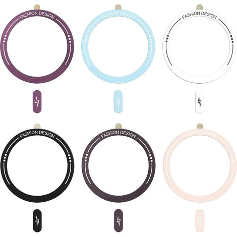 Set Mit 6 Universellen Magnetischen Metall-handyringen Mit Kabellosem Autoladeadapter Für Iphone 17, 16, 15, 14, 13, 12, 11 Und Android