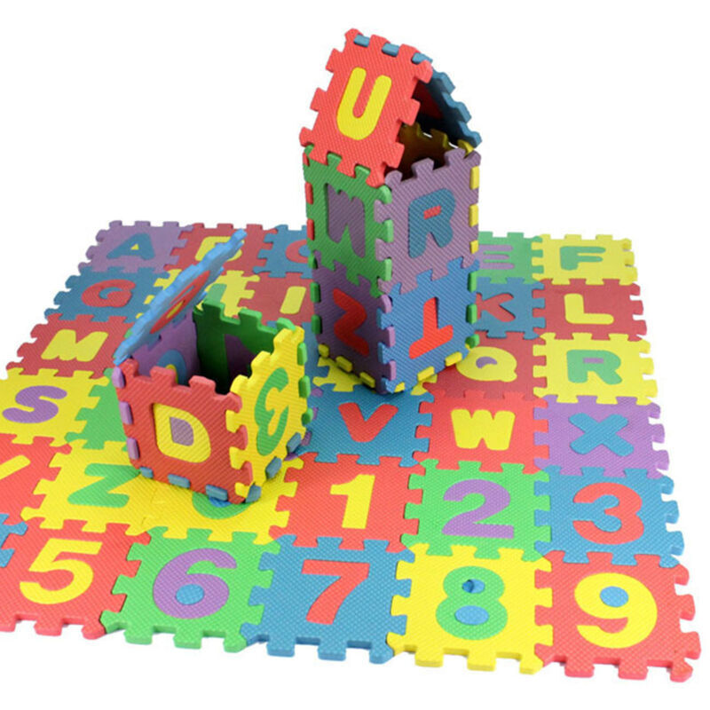 36-teilige Schaumstoff-puzzlematte Mit Alphabet Und Zahlen, Pädagogisch Wertvoll Für Kinder, Farbenfroh, Sicher Und Austauschbar