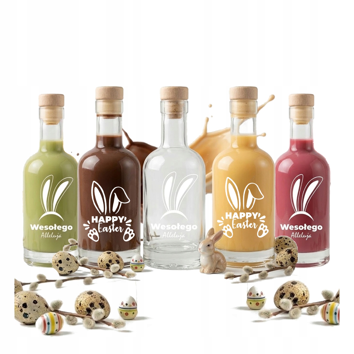 5x Tadek-flaschen 250 Ml Mit Ostermotiv, Flaschen Für Likörgeschenke