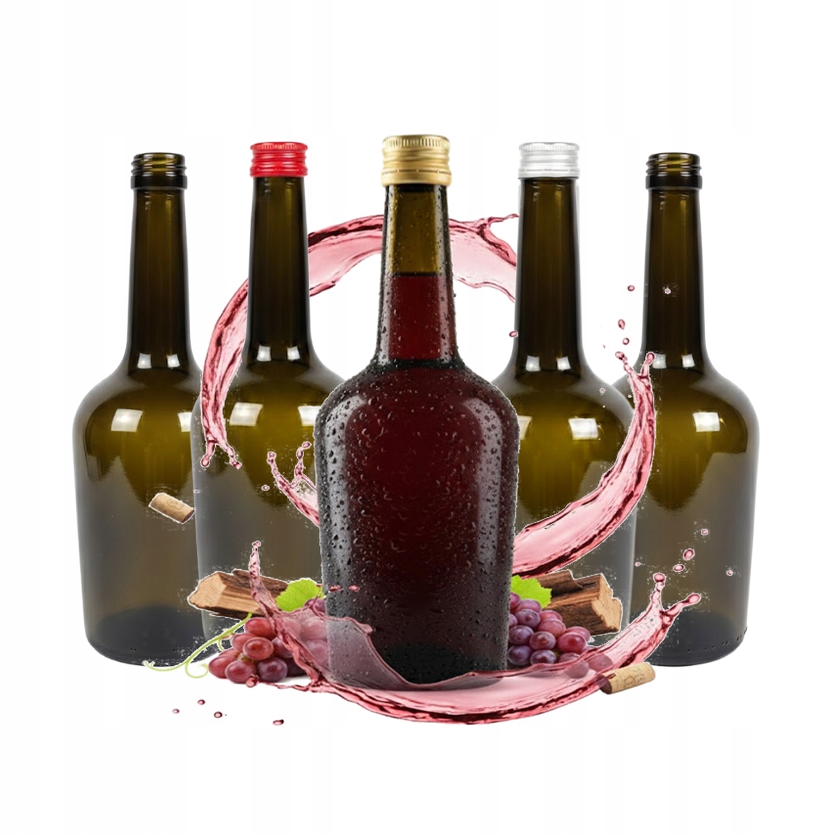 5 Flaschen Gloria Olive 500ml Flaschen Für Liköre, Wein, Essig, Kombucha, Saft