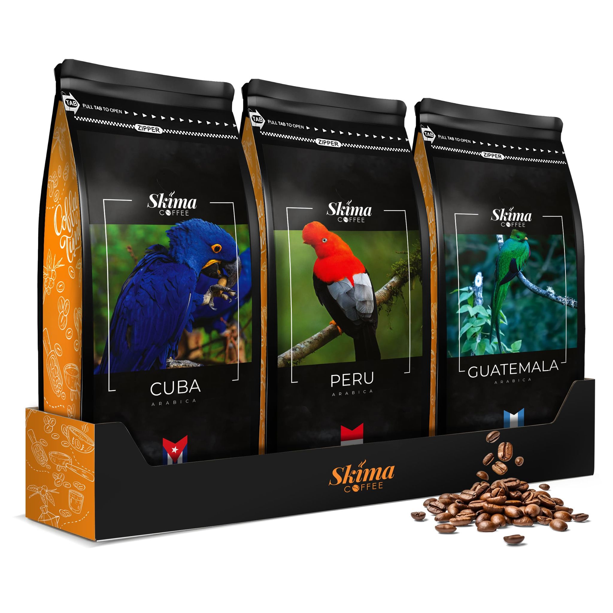 3 X 1 Kg Frisch Geröstete Kaffeebohnen Aus Kuba, Peru Und Guatemala Für Espressomaschinen + Gratis