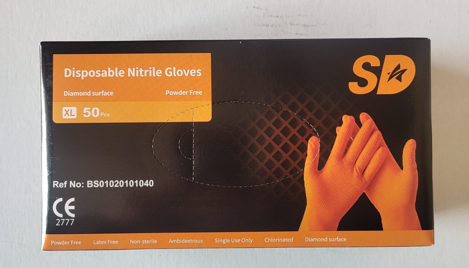 Sd Medispo Dicke Nitrilhandschuhe – Diamantgriff, Orange – 85 G – 50 Stück Xxl