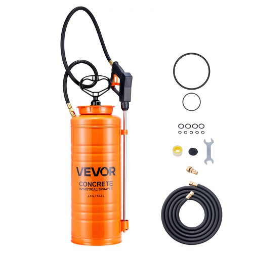 Drucksprüher Industriell, 13,2l Edelstahl-sprühgerät, Hochleistungs-pumpsprüher, Stab Mit Ergonomischem Pistolengriff, Schlauch, 2 Messingdüsen, Ideal Für Bau, Garten