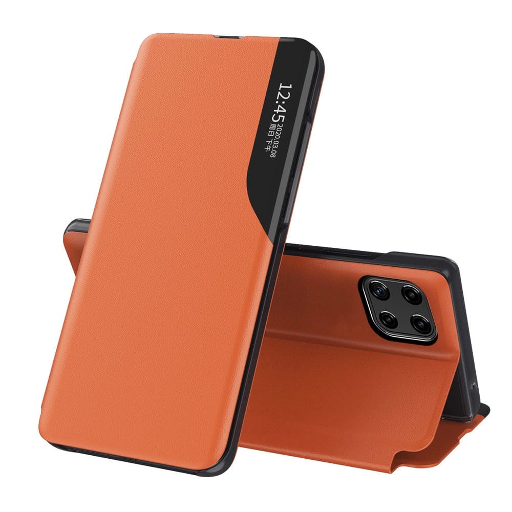 Elegante Klapphülle Mit Standfunktion Aus Eco Leather View Case Für Samsung Galaxy A22 4g, Orange