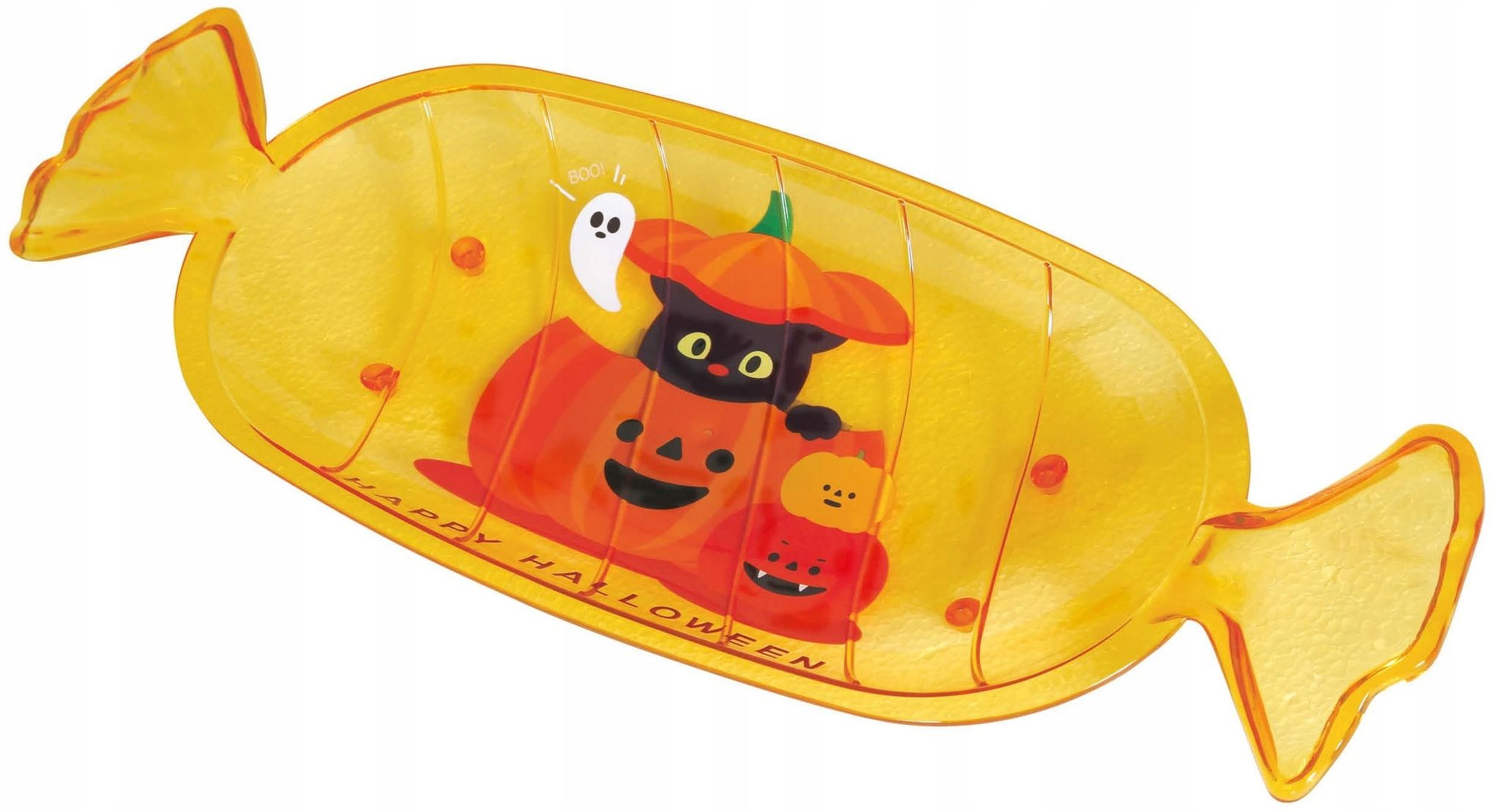 Orangefarbene Kunststoffschale, Kuchenteller, Schüssel, Süßigkeiten, Happy Halloween, 13 X 13 Cm