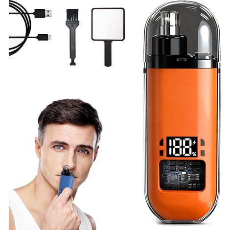 Intelligenter Nasenhaartrimmer, Schmerzfreies Trimmen, Nasen- Und Ohrhaartrimmer, Ipx7 Wasserdicht, Schnellladefunktion Über Usb-c, Led-anzeige (orange)